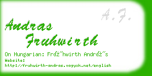 andras fruhwirth business card